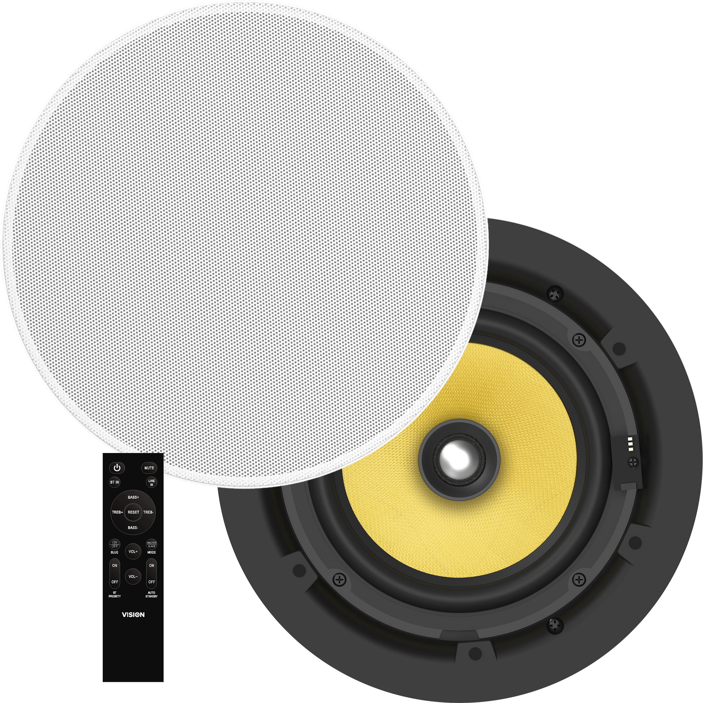 An image showing Pair 70w Active Bluetooth Ceiling Speakers