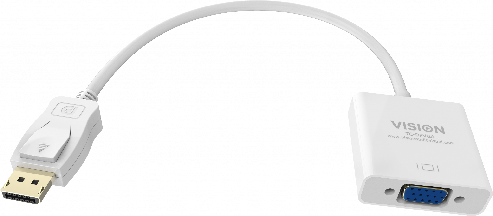 An image showing Adaptador DisplayPort para VGA de qualidade profissional, branco