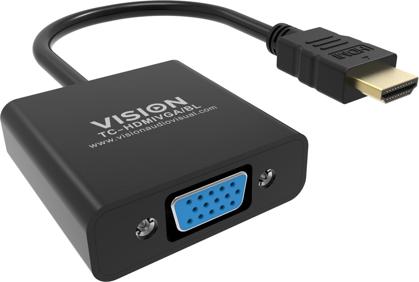 Black HDMI to VGA Adaptor Vision Audio Visual
