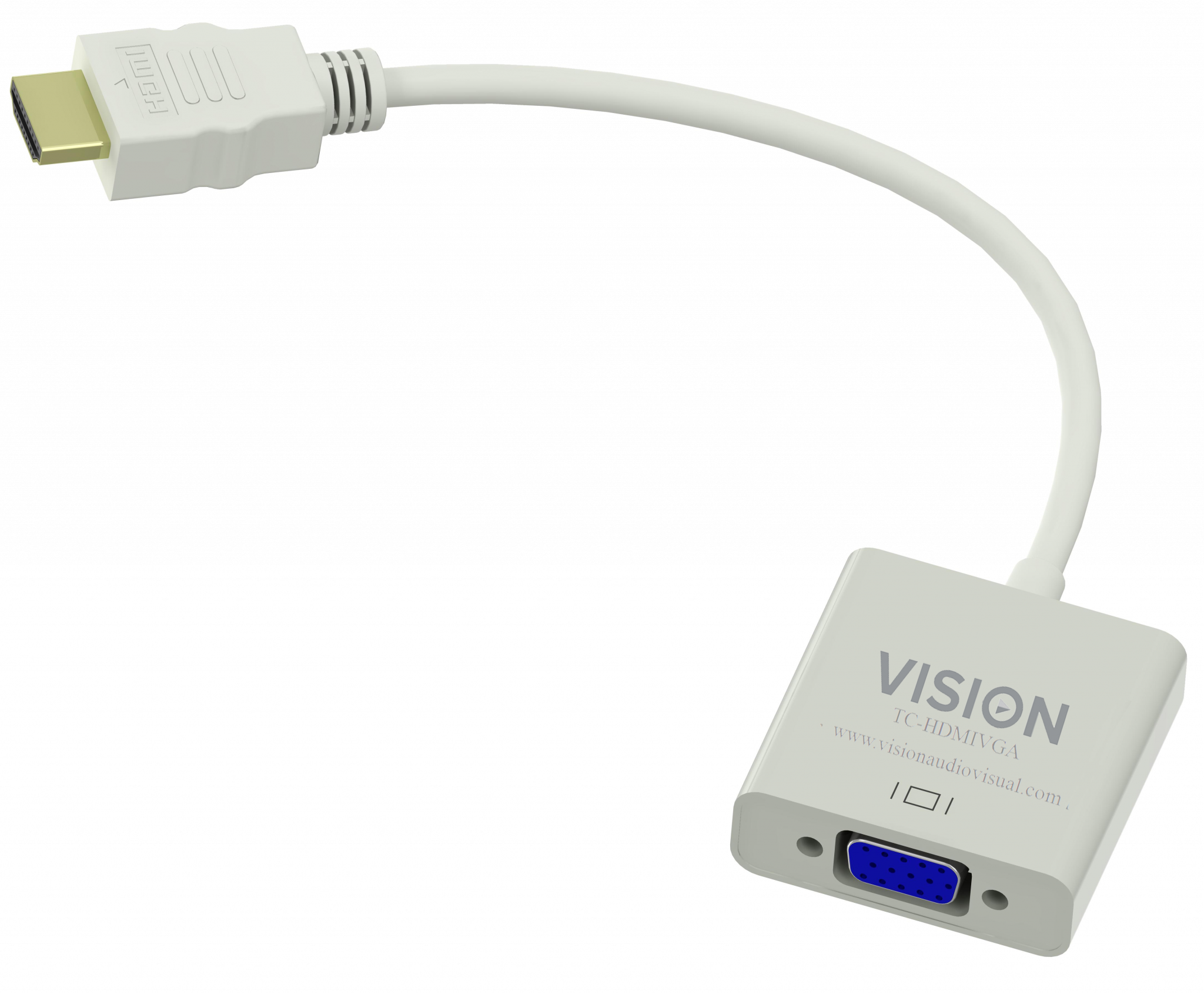 An image showing Adaptador blanco de HDMI a VGA