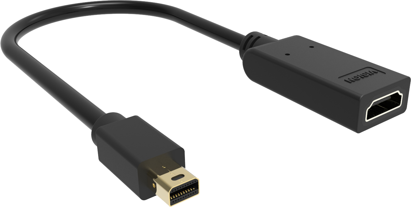 An image showing Adaptador mini-DisplayPort para HDMI de qualidade profissional, Preto