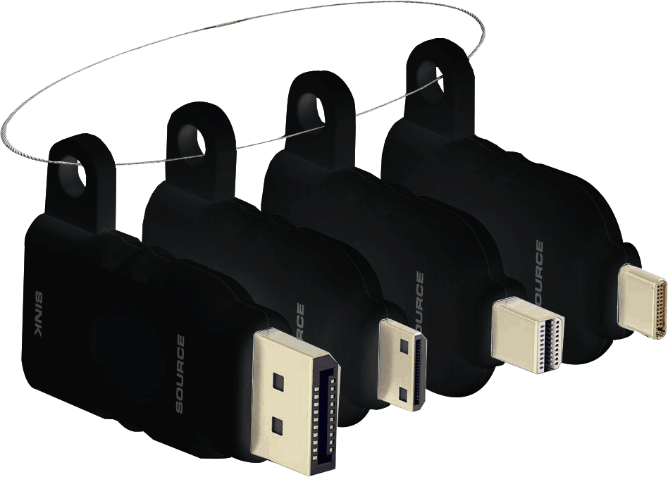 An image showing Adaptador profesional Negro de mDP/DP/mHDMI/USB-C a HDMI