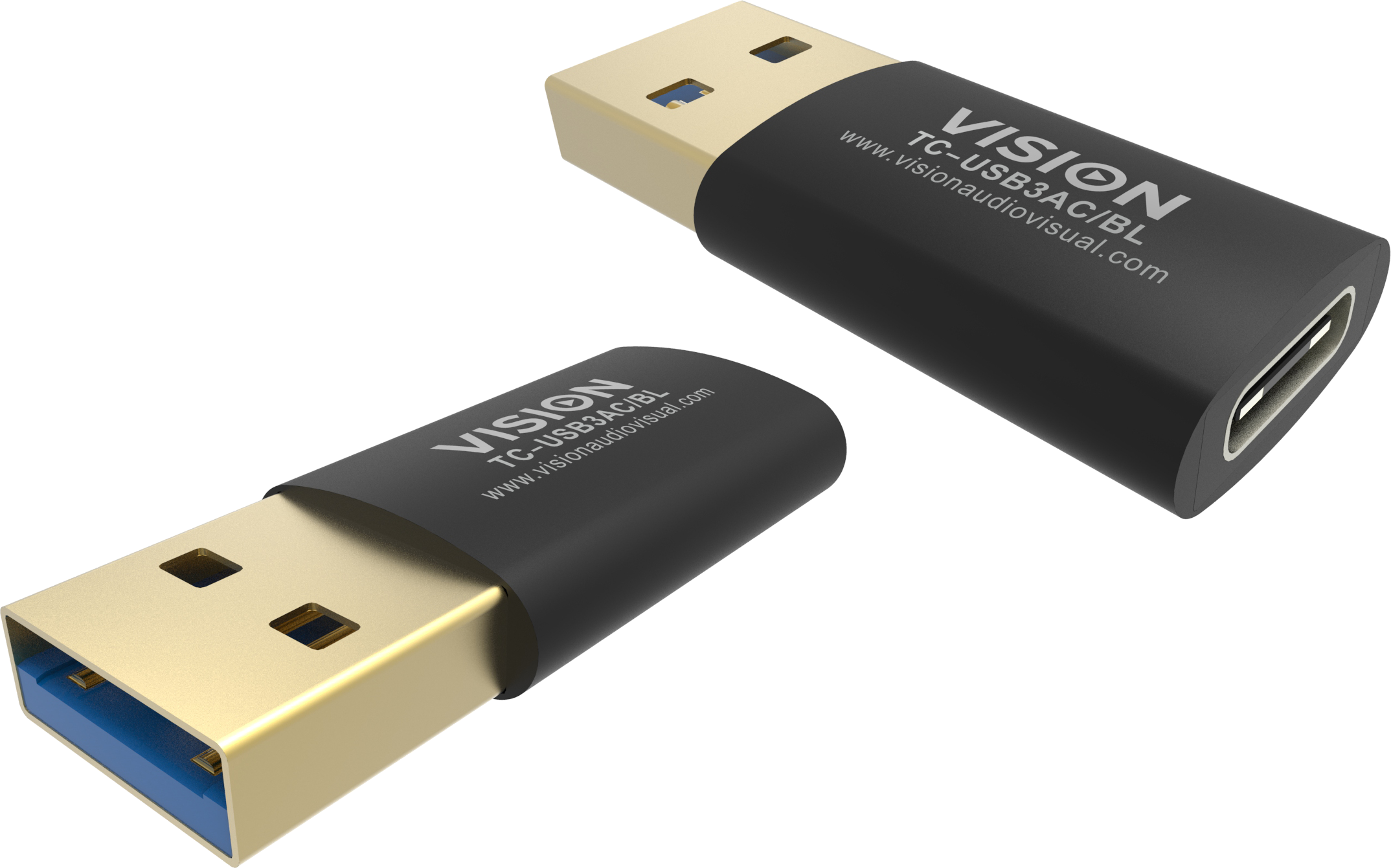 An image showing TC-USB3AC-BL Professionel sort USB-C til USB 3.0A-adapter