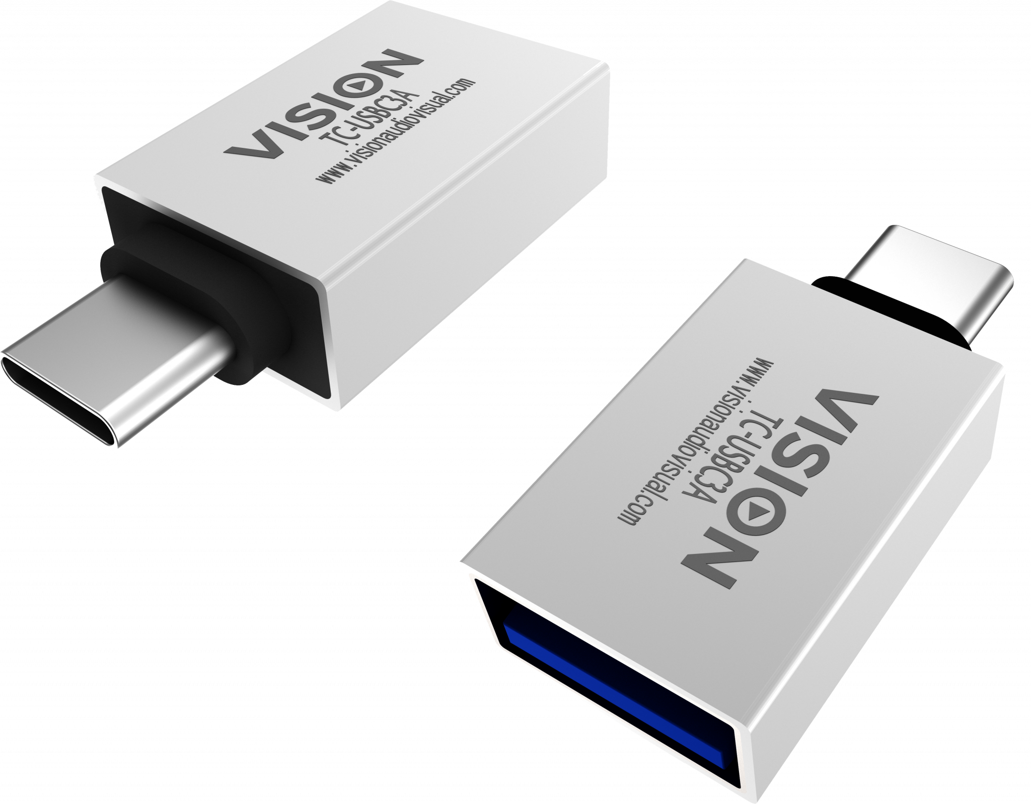 An image showing Adaptador profesional blanco de USB-C a USB 3.0 conector tipo A