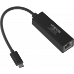 An image showing Black USB-C to Ethernet Adaptor