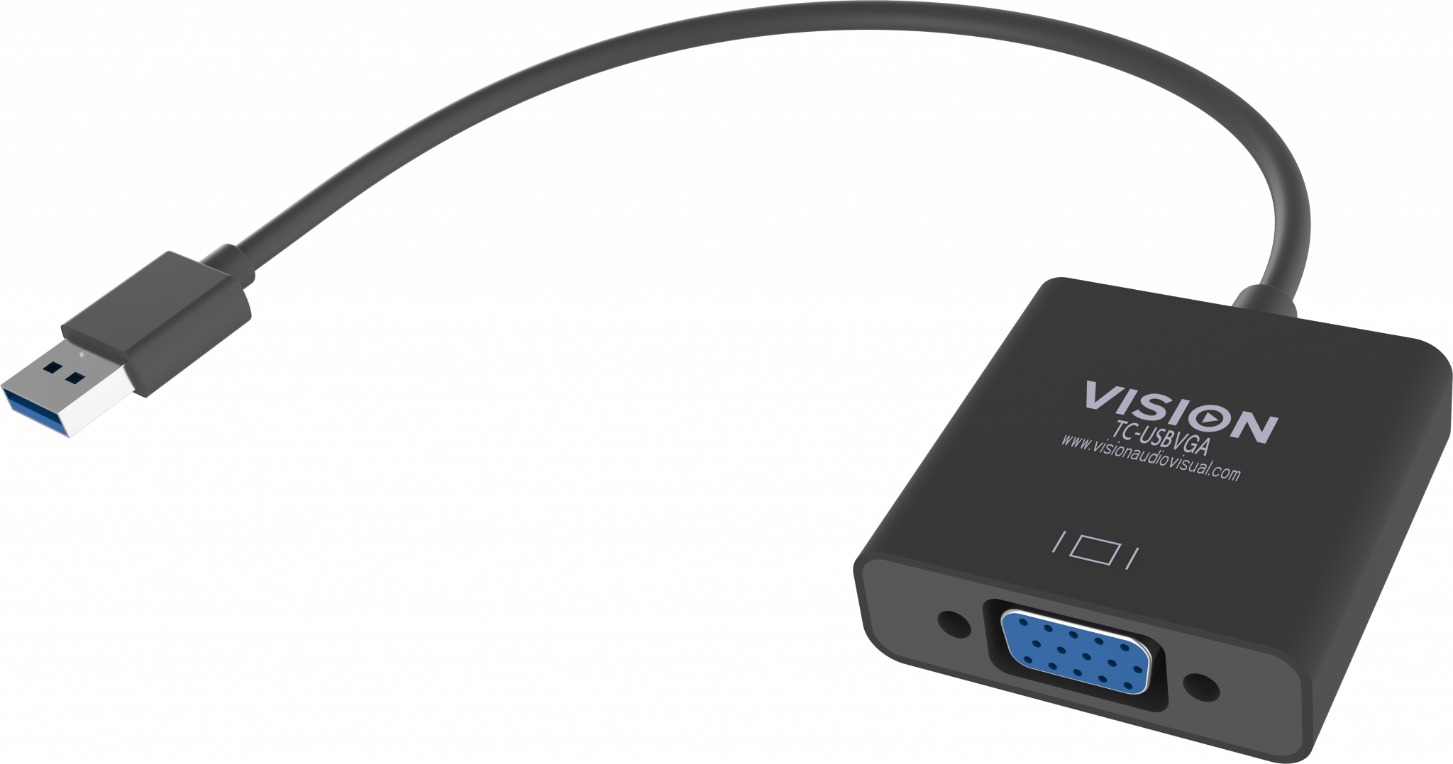 An image showing Adaptador USB 3.0 para VGA de qualidade profissional, preto