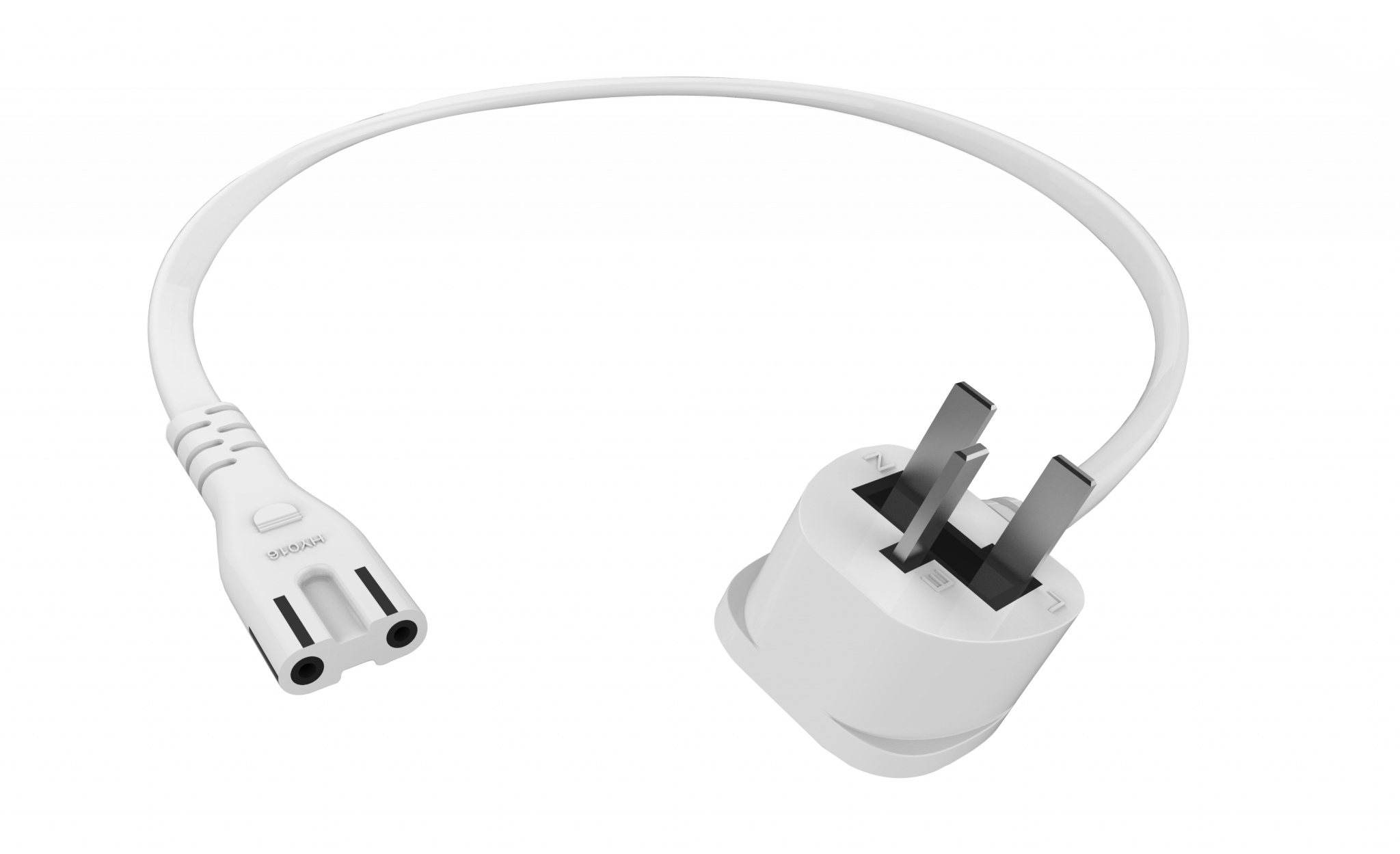 An image showing Câble d’alimentation britannique en 8 professionnel blanc 0,5 m (1,6 pi)
