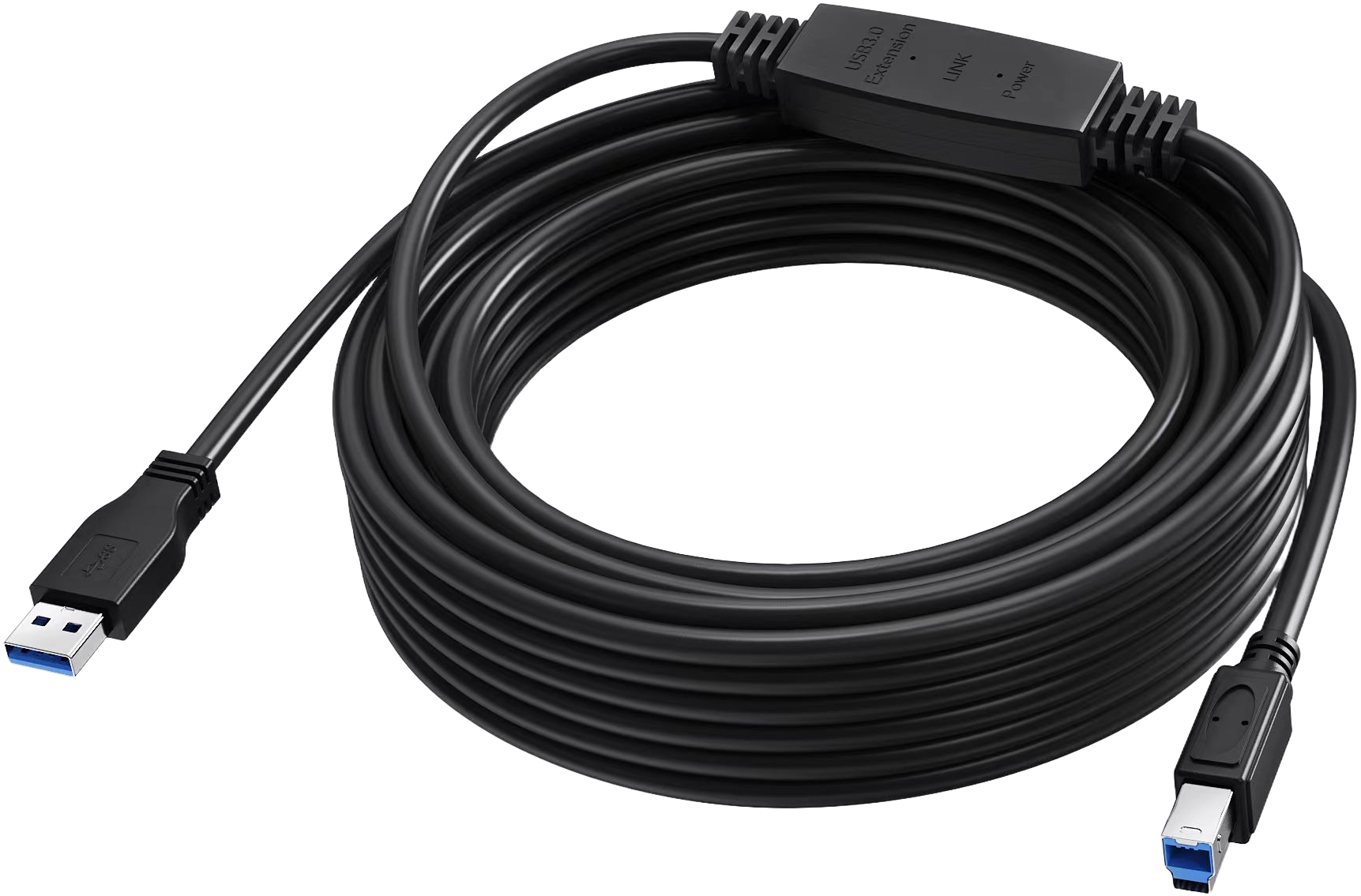 An image showing Black USB 3.0 Cable 10m with active booster