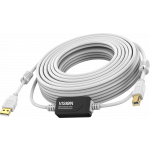 An image showing Hvidt USB 2.0-kabel 10 m med aktiv indbygget forstærker