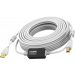 An image showing Cable con USB 2.0 blanco de 10 m (33 pies) con amplificador activo