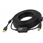 An image showing Sort USB 2.0-kabel 10 m med aktiv indbygget forstærker