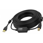 An image showing Black USB 2.0 Cable 15m (49ft) with active booster