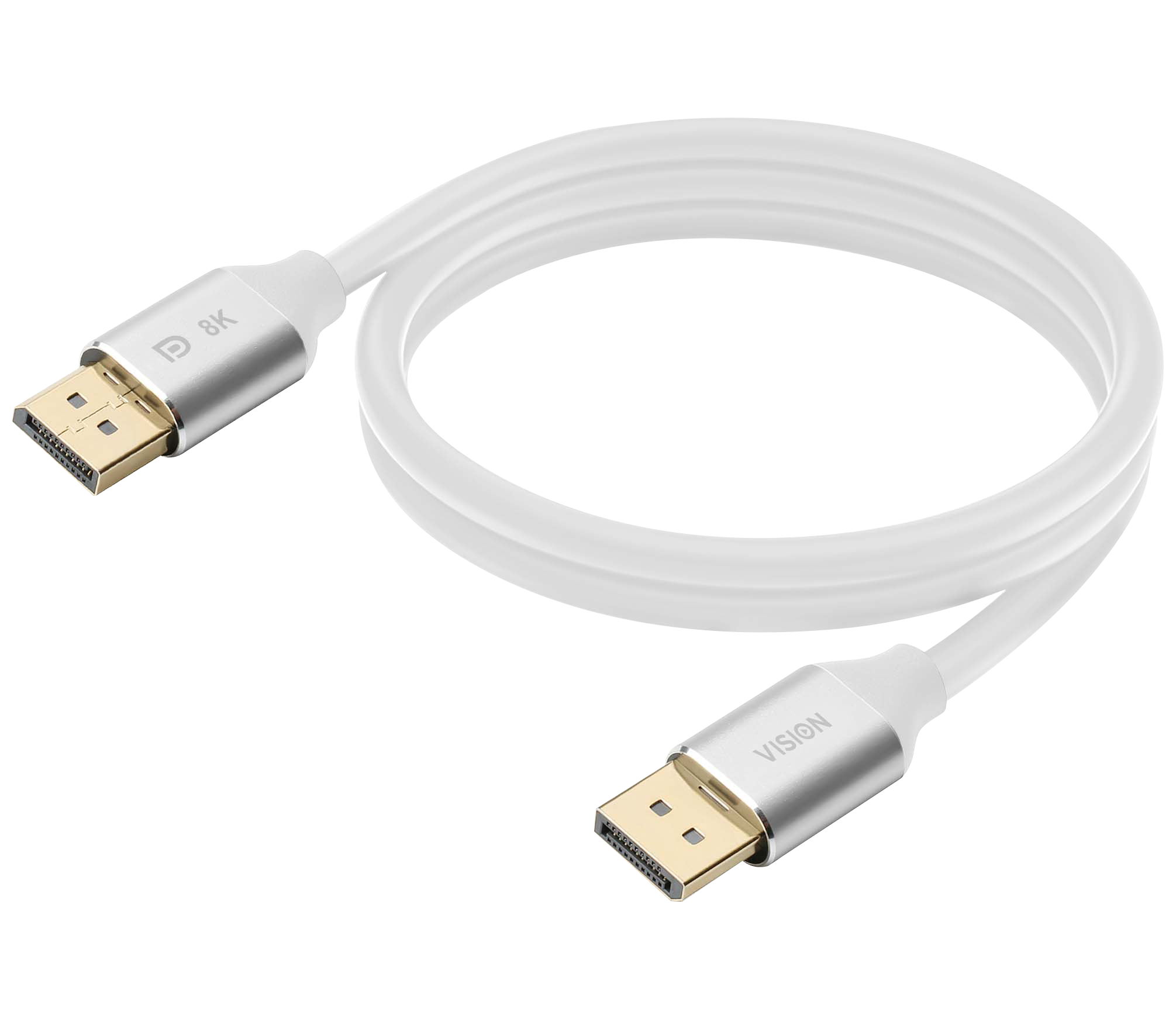 An image showing Cabo DisplayPort Branco 8k 2m