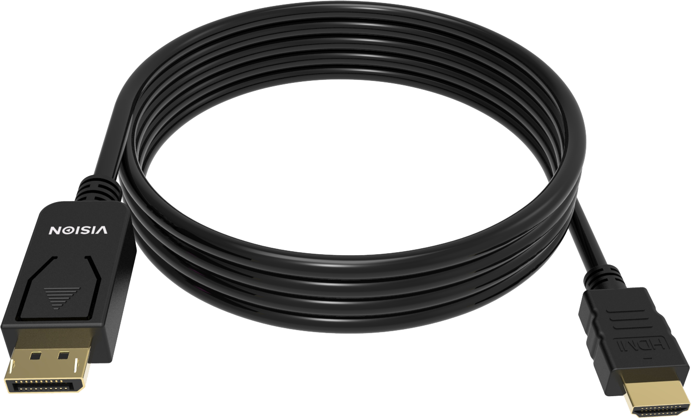 An image showing Câble Noir DisplayPort vers HDMI 2 m (7 pi)