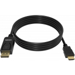 An image showing Black DisplayPort to HDMI Cable 2m (7ft)