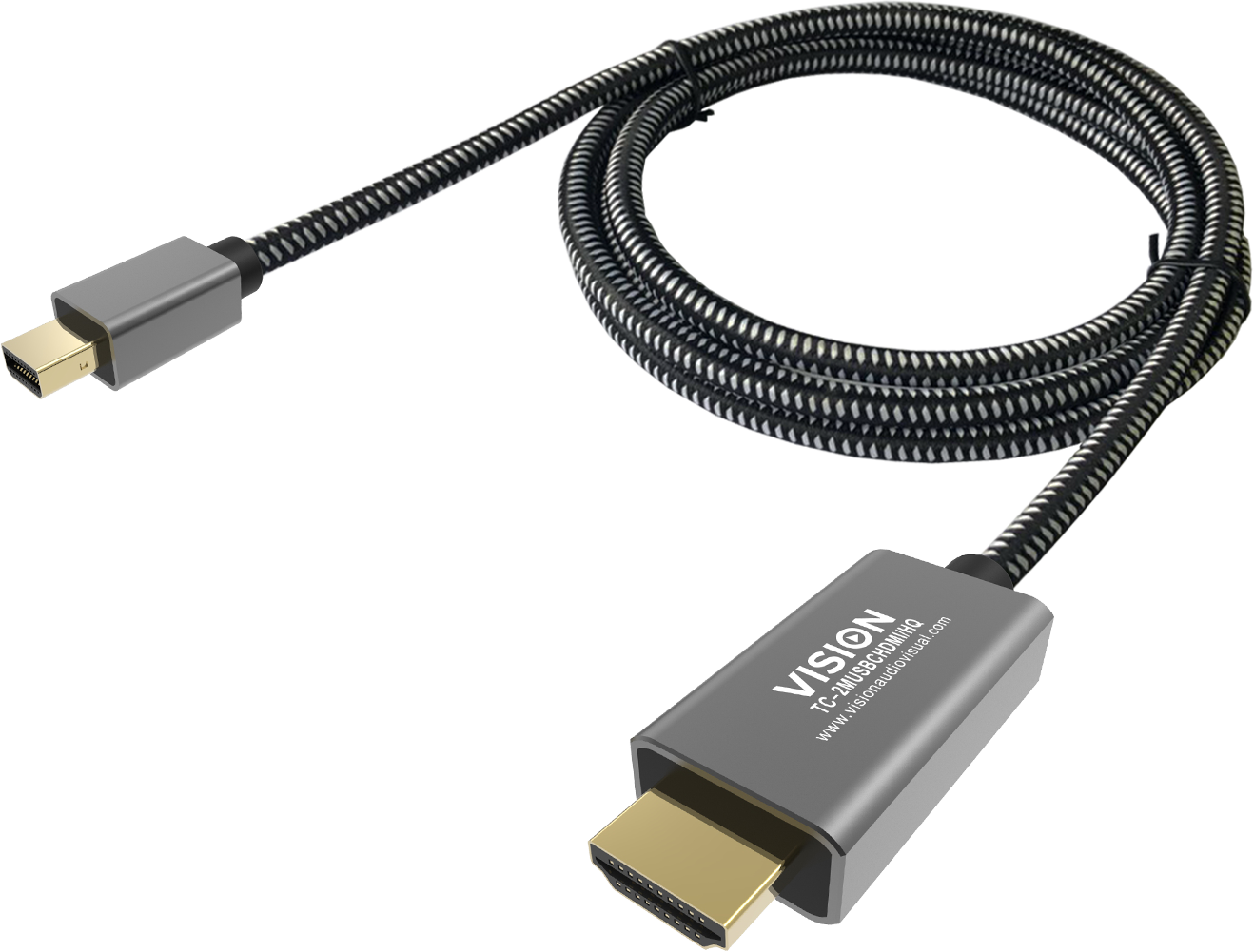An image showing  Cable Trenzado de calidad superior de mini-DisplayPort a HDMI