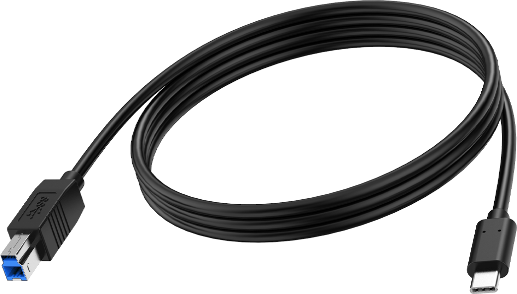 An image showing Sort USB-C til USB-3.0B-kabel 2 m (6,5ft)