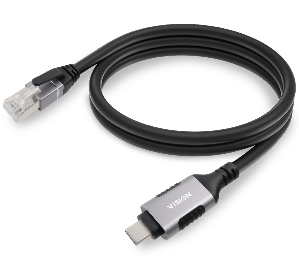 An image showing Black USB-C to RJ45 Ethernet Cable 2m