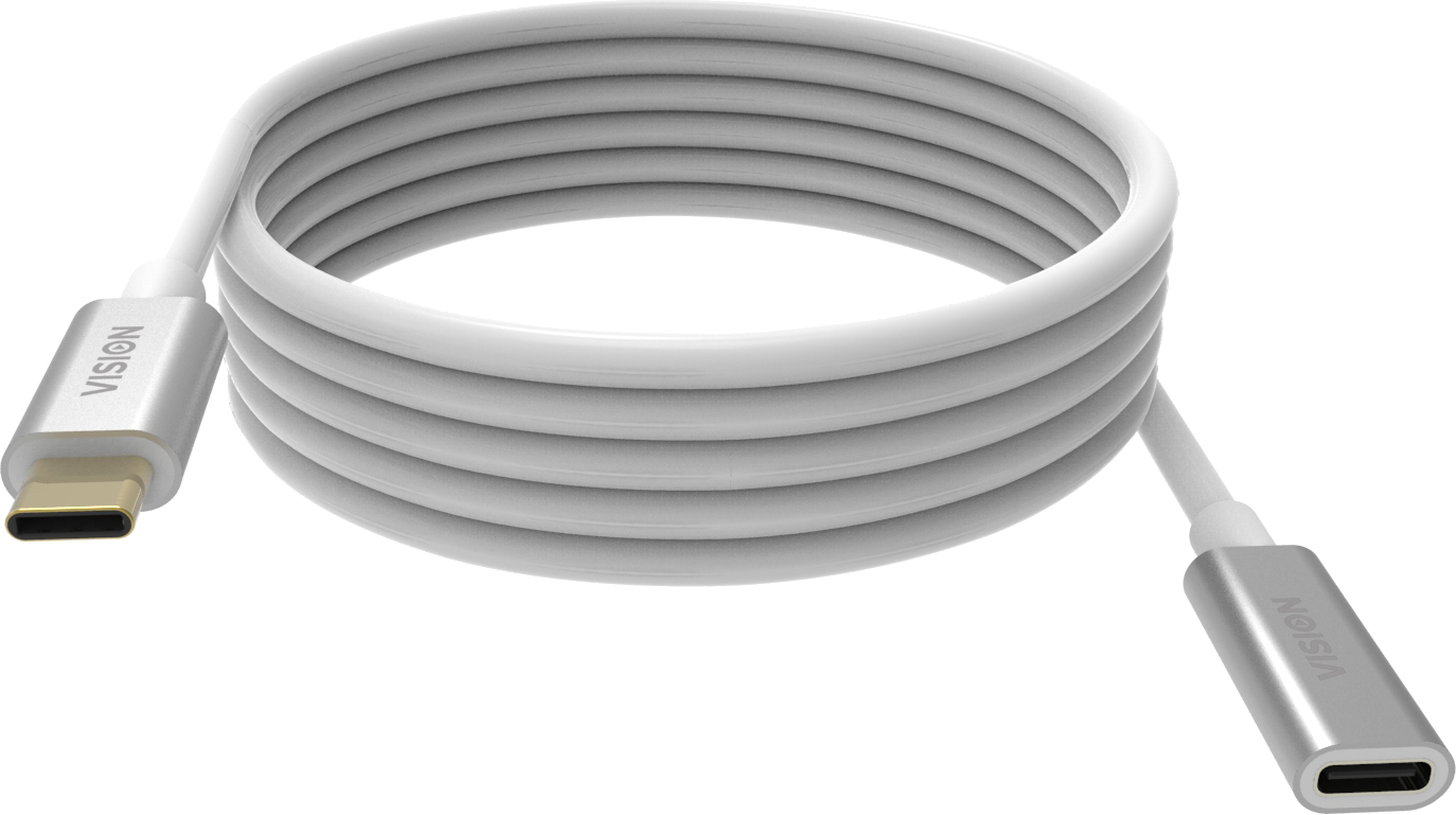 An image showing White USB-C Extension Cable 2m (7ft)