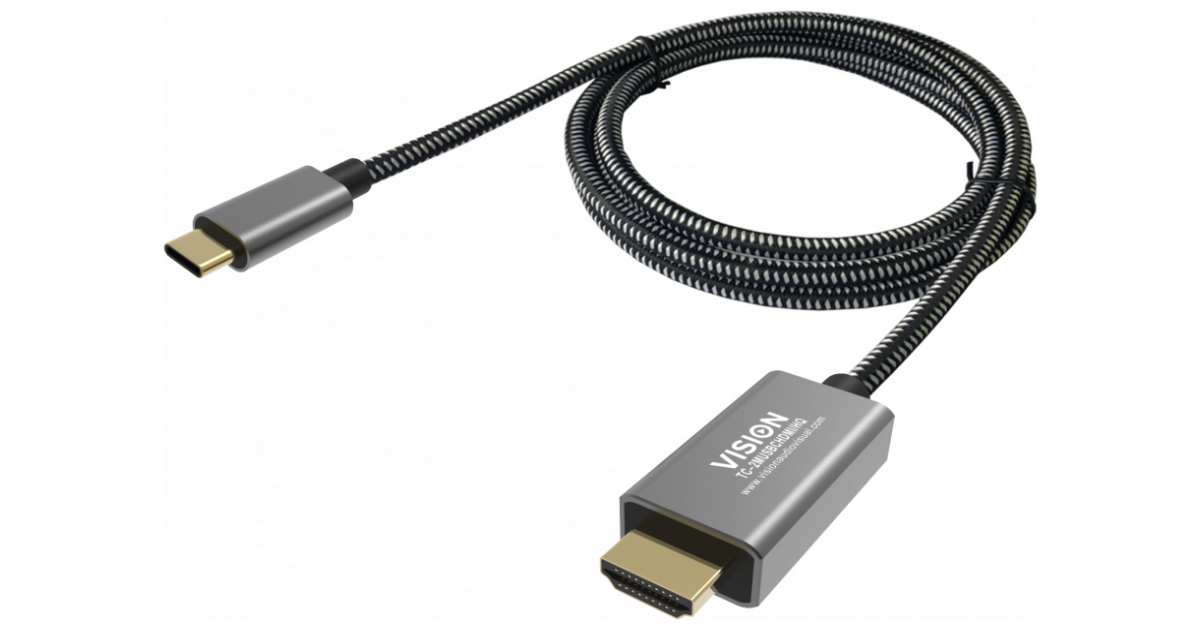 Braided USB-C to HDMI Cable 2m (6.5ft) | Vision Audio Visual