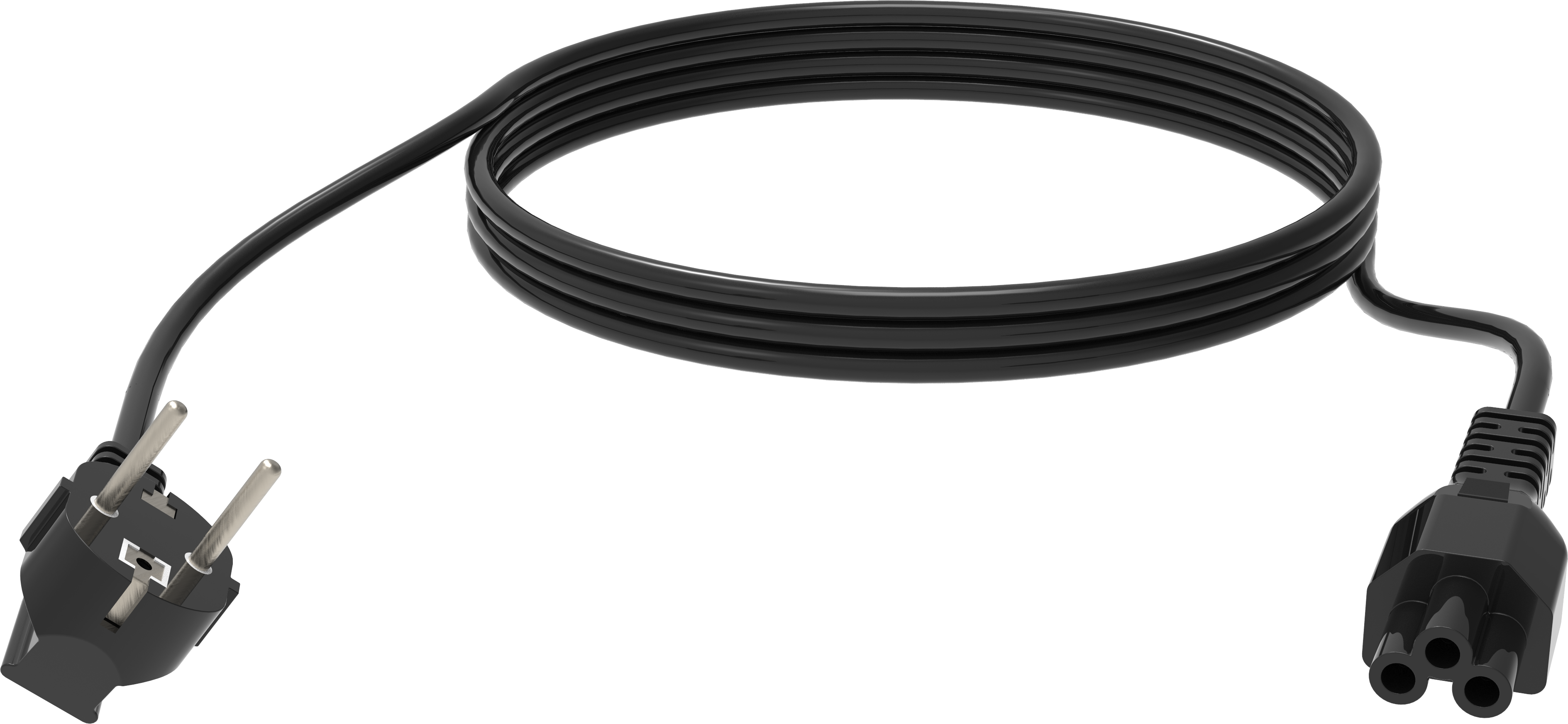 An image showing 3 m sort EU kløverblad strømkabel