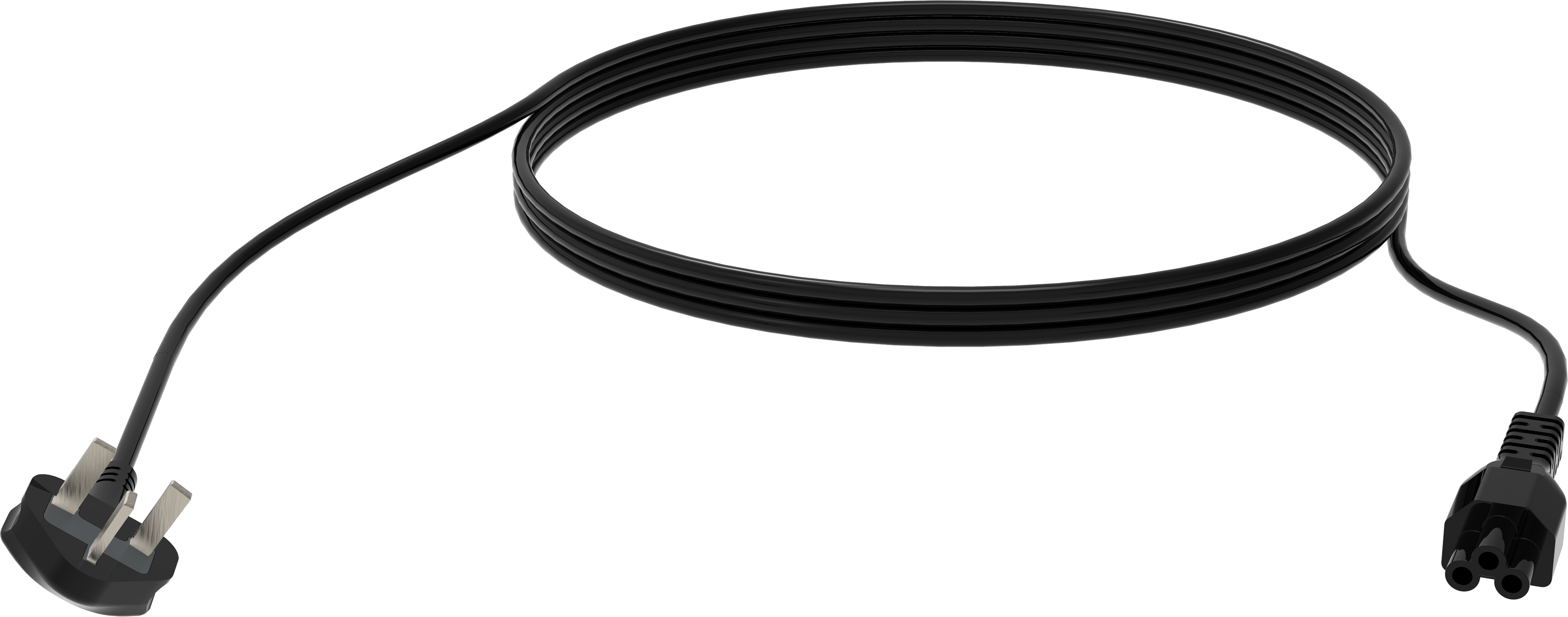 An image showing Cable de alimentación negro tipo «trébol» para el Reino Unido de 3 m