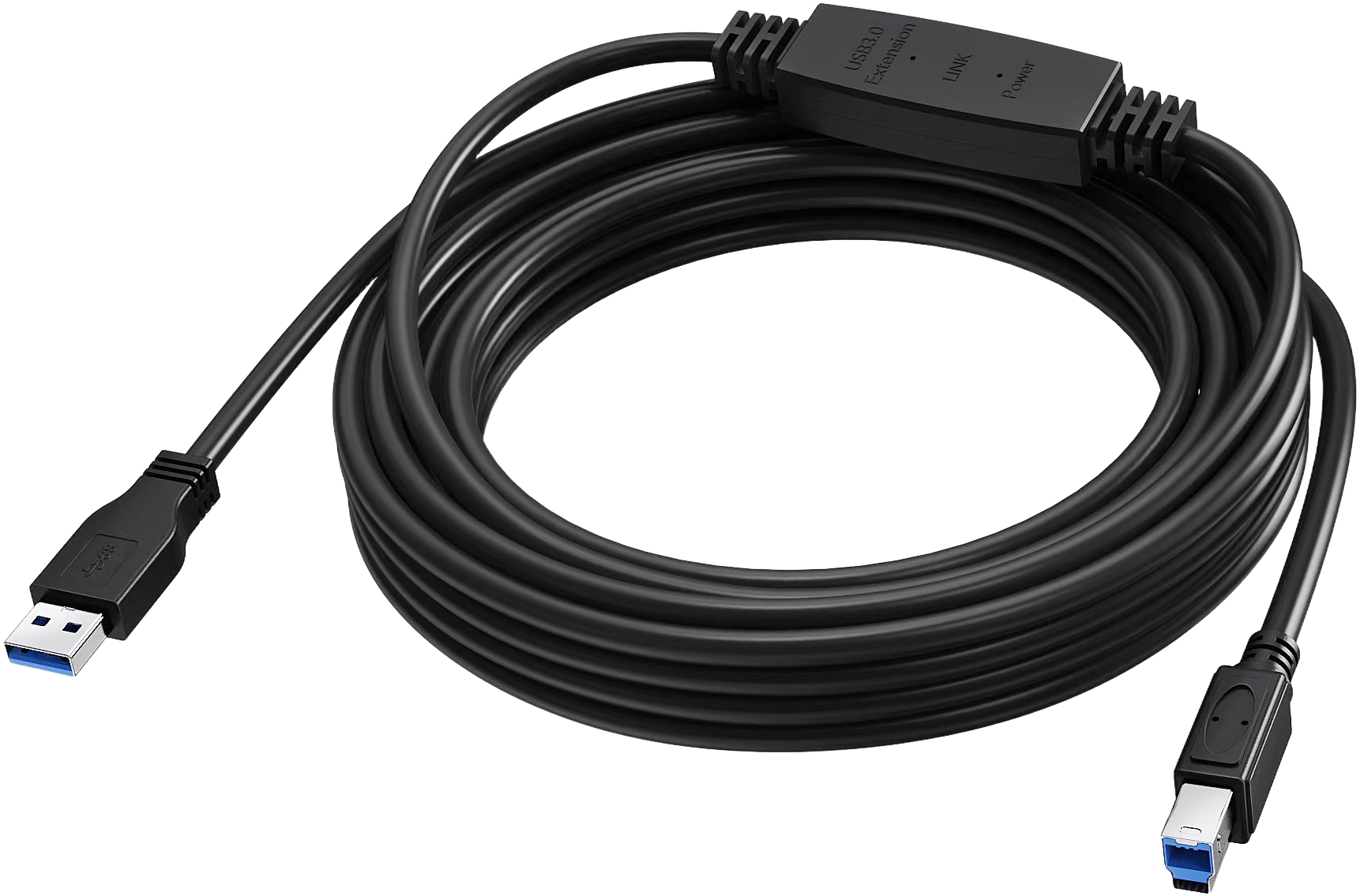 An image showing Black USB 3.0 Cable 5m with active booster