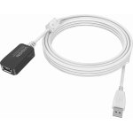 An image showing hvidt USB 2.0-forlængerkabel 5 m med aktiv indbygget forstærker