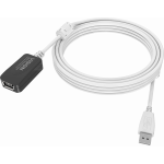 An image showing Cable prolongador blanco para USB 2.0 de 5 m (16 pies) con amplificador activo