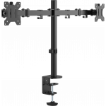 An image showing Zwart Bureaustandaard voor twee monitoren van 100x100