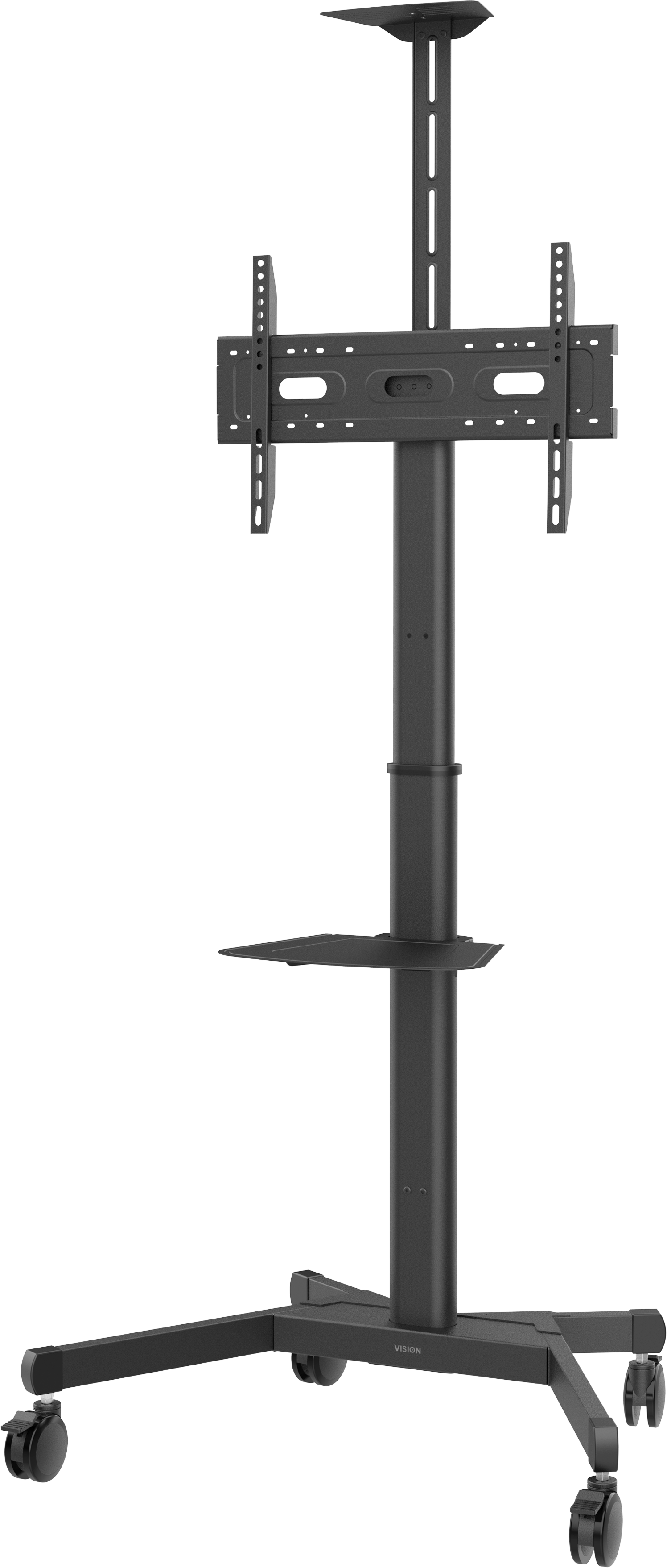 An image showing Carro de exhibición de aluminio VFM-F22 ajustable en altura 60 kg