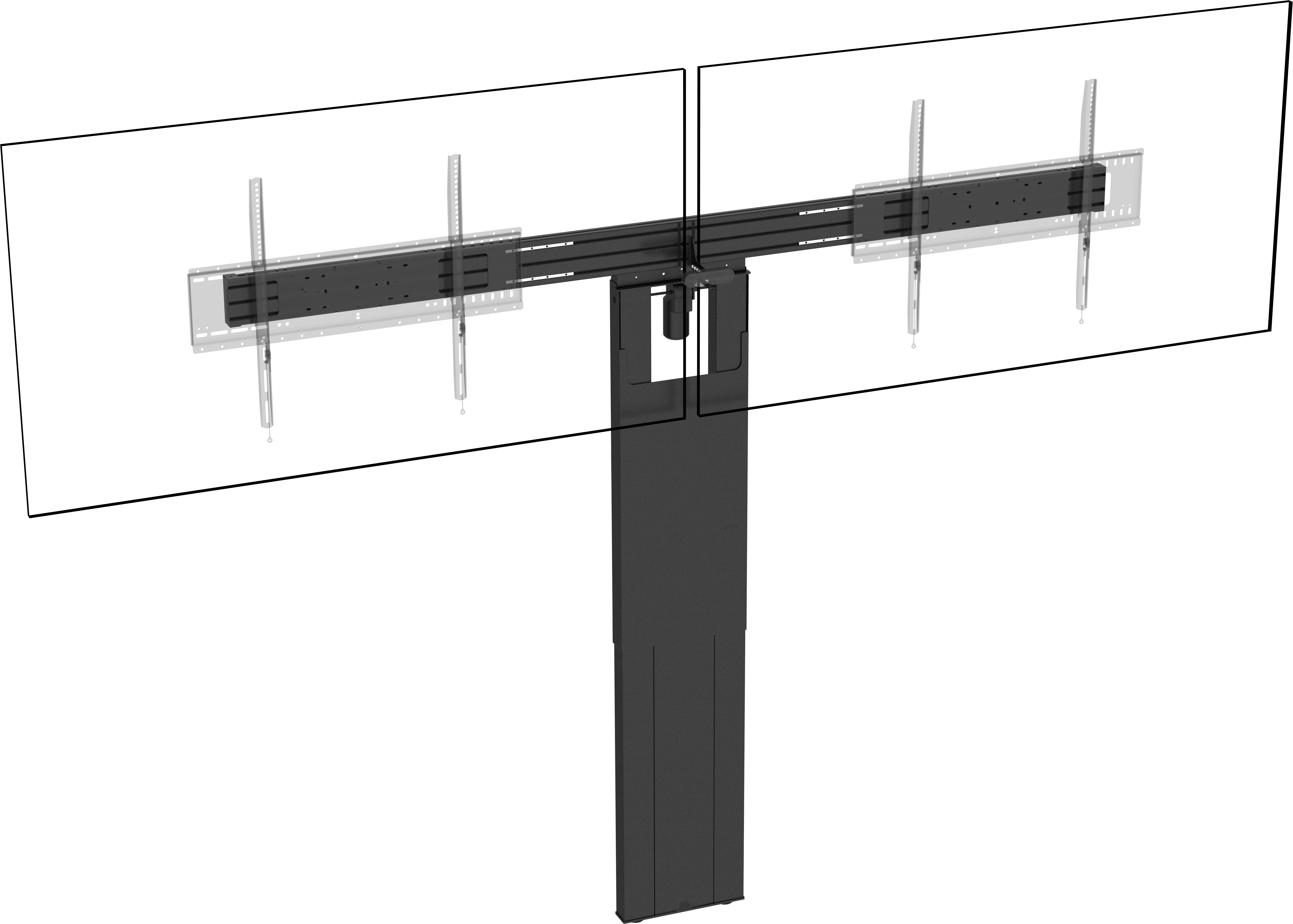 An image showing VFM-F50/DL Supporto a pavimento motorizzato per doppio pannello piatto